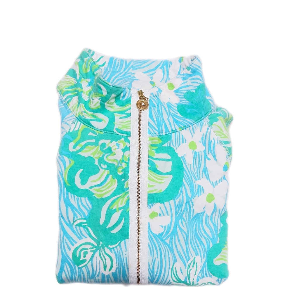 Lilly Pulitzer Skipper Popover Womens XXS Kangeroo Pocket Pullover Zip Jacket - Picture 3 of 6